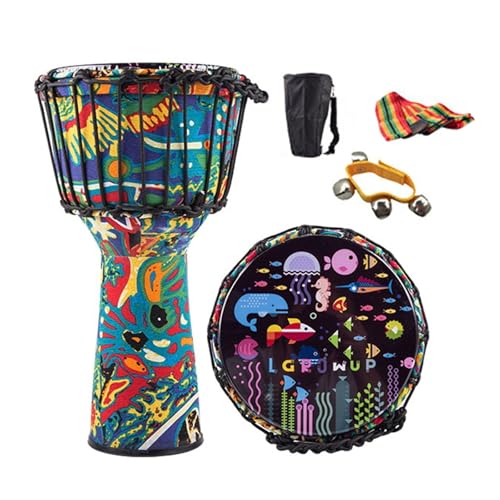 Ein Instrument Spielen Djembe Trommel 8/10 Zoll Dauerhaft Tragbar, für Kinder Buschtrommel Jugendliche, Konzert Handtrommel(Large 8inch rope+gifts) von SQOYEI
