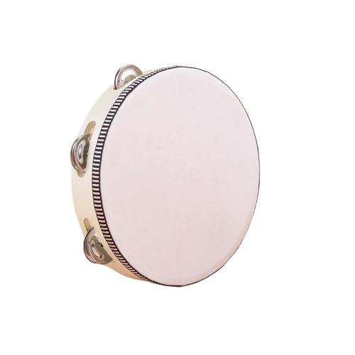 Gehaltene Percussion Hölzerne Tamburin Kinder für Erwachsene Tambourin, für Tanzbegleitung, Musikalische Erleuchtung Handtrommel(Beige,8 inch) von SQOYEI