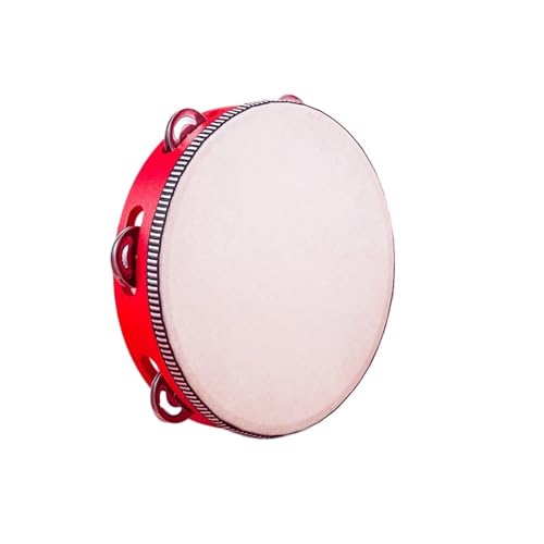 Gehaltene Percussion Hölzerne Tamburin Kinder für Erwachsene Tambourin, für Tanzbegleitung, Musikalische Erleuchtung Handtrommel(Rot,8 inch) von SQOYEI