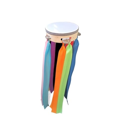 Handtrommel Mit Bunter Schleife Tamburin Kinder Gehaltene Percussion, Tambourin für Barpartys Hochzeiten, Familienfeiern(15 cm,Long) von SQOYEI