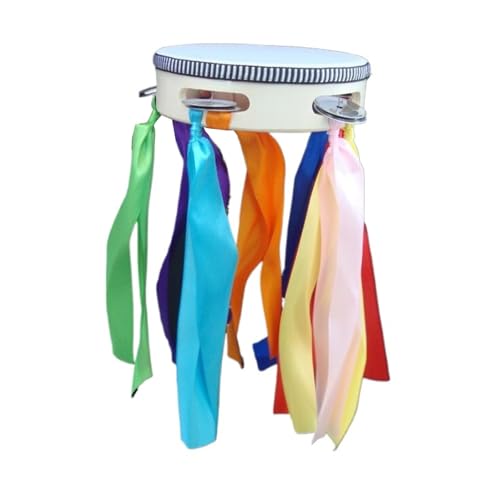 Handtrommel Mit Bunter Schleife Tamburin Kinder Gehaltene Percussion, Tambourin für Barpartys Hochzeiten, Familienfeiern(15 cm,Short) von SQOYEI