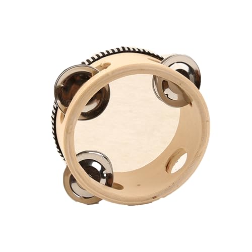 Hölzerne Handtrommel Gehaltene Percussion Tamburin Kinder Tragbar Tambourin für Hochzeitsauftritte, Outdoor-Auftritte(Beige,4 inch) von SQOYEI