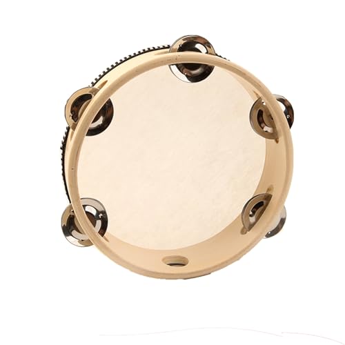 Hölzerne Handtrommel Gehaltene Percussion Tamburin Kinder Tragbar Tambourin für Hochzeitsauftritte, Outdoor-Auftritte(Beige,7 inch) von SQOYEI