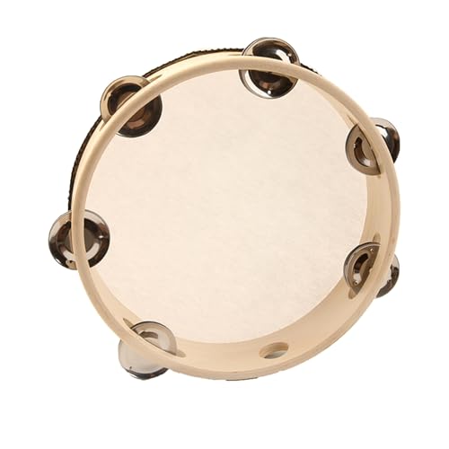 Hölzerne Handtrommel Gehaltene Percussion Tamburin Kinder Tragbar Tambourin für Hochzeitsauftritte, Outdoor-Auftritte(Beige,8 inch) von SQOYEI