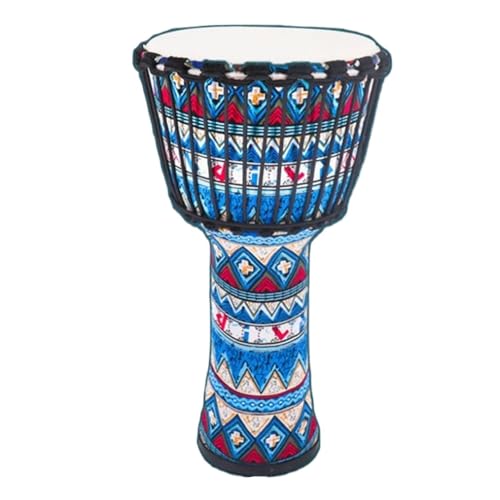 Kind Djembe Trommel Trommelfell Aus Ziegenleder Langlebig, Buschtrommel Schlagzeug Ethnischer Stil, Handtrommel für Geburtstag, Party(Large 8-inch Adjustable B) von SQOYEI