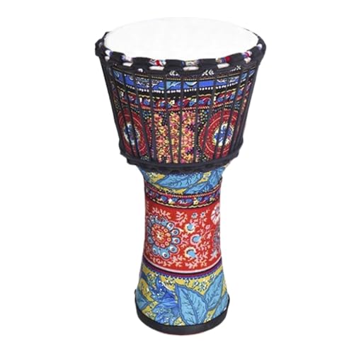 Kind Djembe Trommel Trommelfell Aus Ziegenleder Langlebig, Buschtrommel Schlagzeug Ethnischer Stil, Handtrommel für Geburtstag, Party(Large 8-inch Adjustable C) von SQOYEI