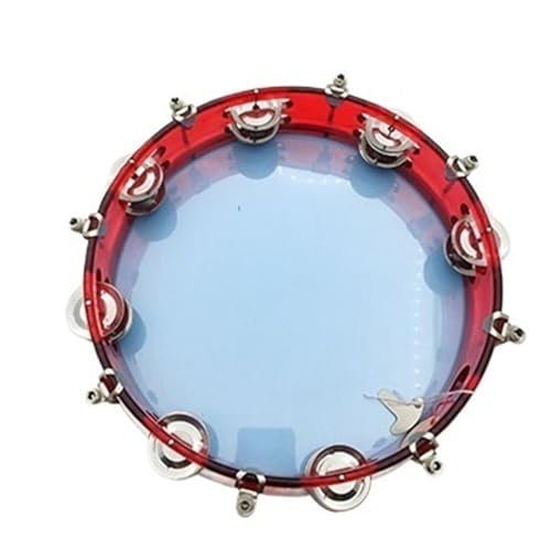 Musikunterricht Handtrommel Gehaltene Percussion Doppelreihe Tamburin Kinder für Erwachsene, Tambourin für Strandpartys, Geburtstage(Rot) von SQOYEI