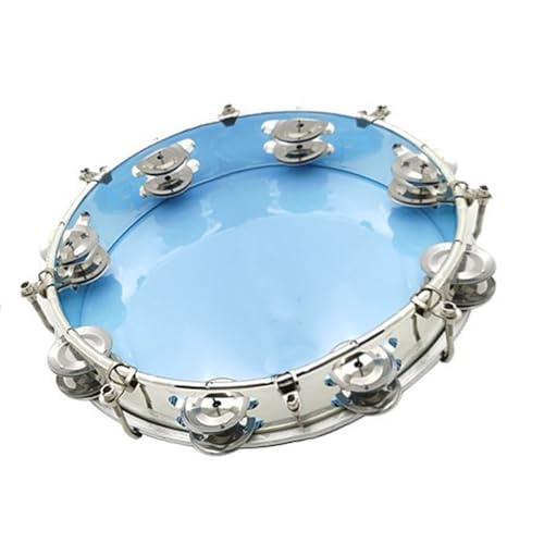 Musikunterricht Handtrommel Gehaltene Percussion Doppelreihe Tamburin Kinder für Erwachsene, Tambourin für Strandpartys, Geburtstage(Silver) von SQOYEI
