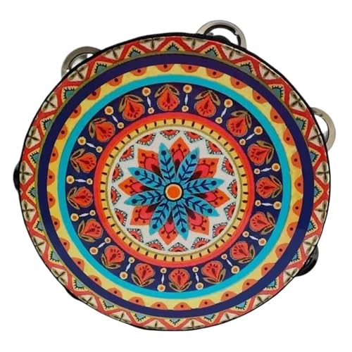 Tamburin Kinder für Erwachsene 6/7/8 Zoll Professionell Percussion-Tambourin für Strandpartys, Ethnischer Tanz Handtrommel(7 inch,D) von SQOYEI