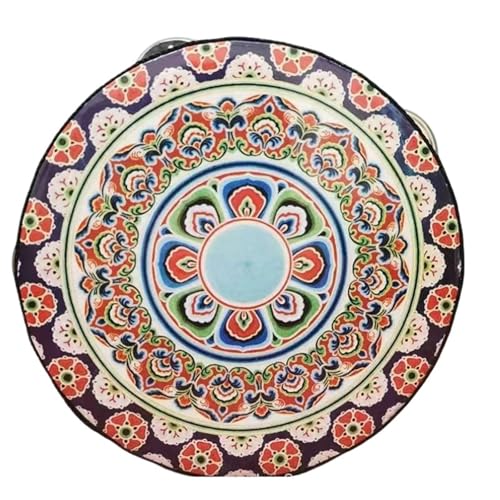 Tamburin Kinder für Erwachsene 6/7/8 Zoll Professionell Percussion-Tambourin für Strandpartys, Ethnischer Tanz Handtrommel(7 inch,J) von SQOYEI