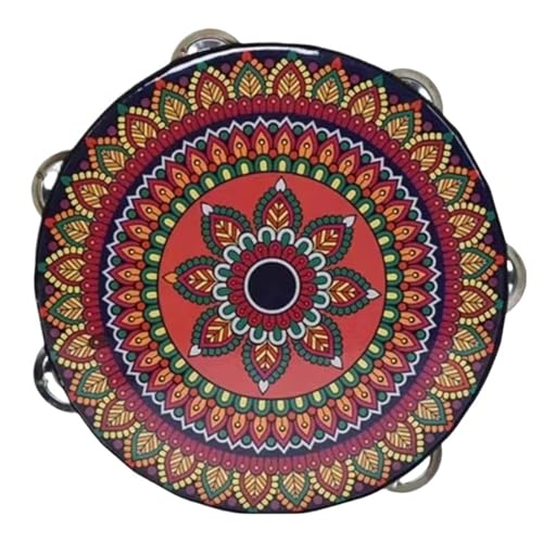 Tamburin Kinder für Erwachsene 6/7/8 Zoll Professionell Percussion-Tambourin für Strandpartys, Ethnischer Tanz Handtrommel(7 inch,X) von SQOYEI