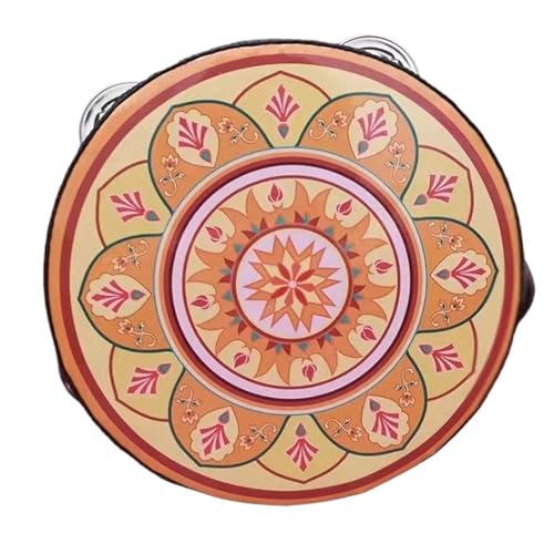 Tamburin Kinder für Erwachsene 6/7/8 Zoll Professionell Percussion-Tambourin für Strandpartys, Ethnischer Tanz Handtrommel(8 inch,C) von SQOYEI
