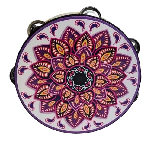 Tamburin Kinder für Erwachsene 6/7/8 Zoll Professionell Percussion-Tambourin für Strandpartys, Ethnischer Tanz Handtrommel(8 inch,F) von SQOYEI