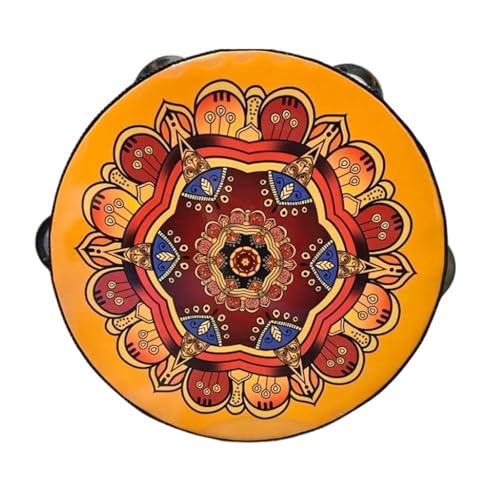 Tamburin Kinder für Erwachsene 6/7/8 Zoll Professionell Percussion-Tambourin für Strandpartys, Ethnischer Tanz Handtrommel(8 inch,Q) von SQOYEI