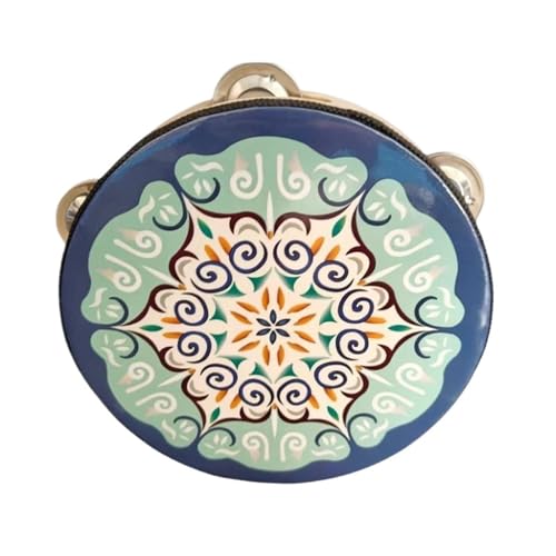 Tamburin Kinder für Erwachsene 6/7/8 Zoll Professionell Percussion-Tambourin für Strandpartys, Ethnischer Tanz Handtrommel(8 inch,S) von SQOYEI