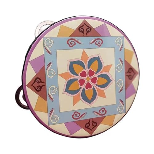 Tamburin Kinder für Erwachsene 6/7/8 Zoll Professionell Percussion-Tambourin für Strandpartys, Ethnischer Tanz Handtrommel(8 inch,U) von SQOYEI
