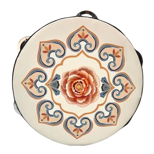 Tamburin Kinder für Erwachsene 6/7/8 Zoll Professionell Percussion-Tambourin für Strandpartys, Ethnischer Tanz Handtrommel(8 inch,V) von SQOYEI