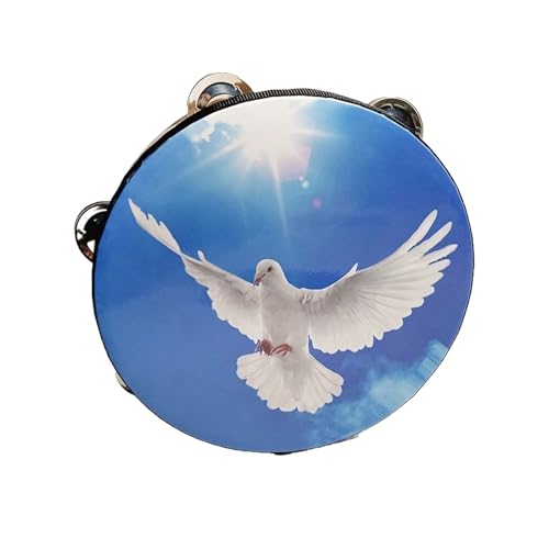 Tamburin Kinder für Erwachsene Gehaltene Percussion Handtrommel für die Kirche, Hochzeitsaufführung, Zweireihig Tambourin Anfänger(Blau,10 inch) von SQOYEI