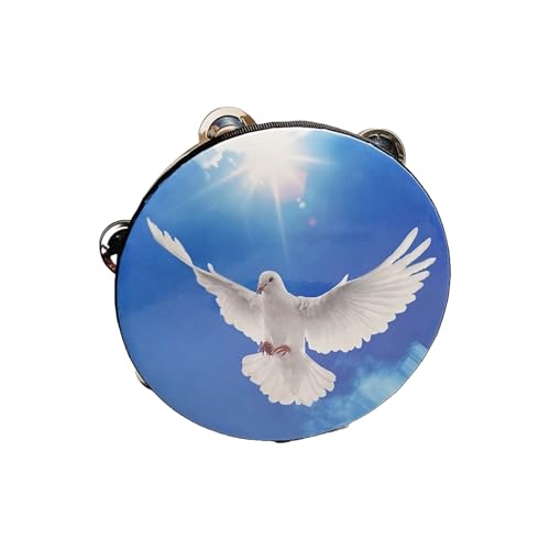 Tamburin Kinder für Erwachsene Gehaltene Percussion Handtrommel für die Kirche, Hochzeitsaufführung, Zweireihig Tambourin Anfänger(Blau,8 inch) von SQOYEI