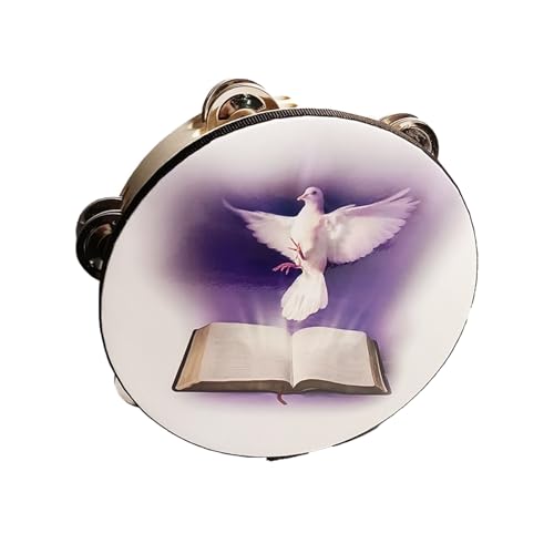 Tamburin Kinder für Erwachsene Gehaltene Percussion Handtrommel für die Kirche, Hochzeitsaufführung, Zweireihig Tambourin Anfänger(Purple,10 inch) von SQOYEI