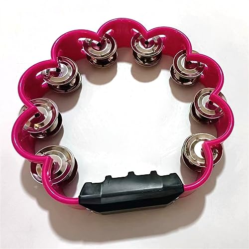 Tamburin Kinder für Erwachsene Zweireihig Handtrommel Anti-Rutsch-Griff, Tambourin für Geburtstagsfeier, Rhythmus-Training(Pink) von SQOYEI