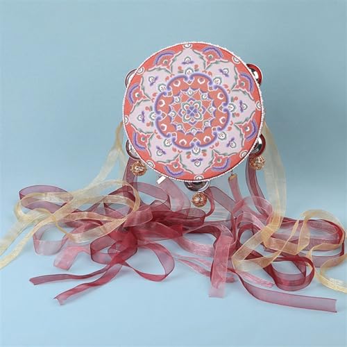 Tanzen Handtrommel Mit Bändchen Chinesischer Stil, Tambourin Tamburin Kinder für Schießrequisiten, Auftritte Im Freien(C-C) von SQOYEI