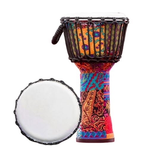 Trommelfell Aus Ziegenleder Buschtrommel 8/10 Zoll Afrikanisch Inspirierte Musik Djembe Trommel, Anfänger für Tanzbegleitung Handtrommel(Tie rope 10inch-F) von SQOYEI