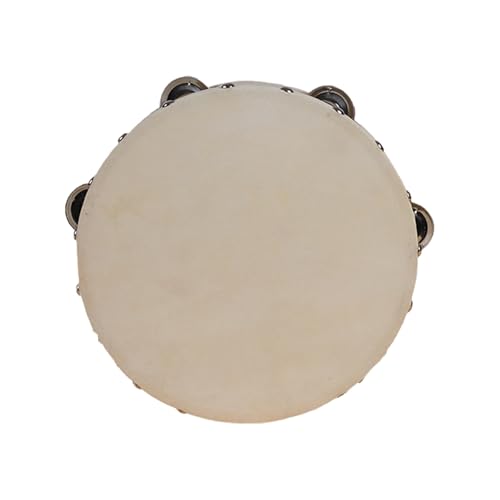 Ziegenhaut Tamburin Kinder, Hölzernes Handtrommel Held Percussion für Schießrequisiten, Hochzeitsauftritte Tambourin(10 inch) von SQOYEI
