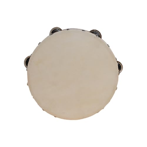 Ziegenhaut Tamburin Kinder, Hölzernes Handtrommel Held Percussion für Schießrequisiten, Hochzeitsauftritte Tambourin(9 inch) von SQOYEI