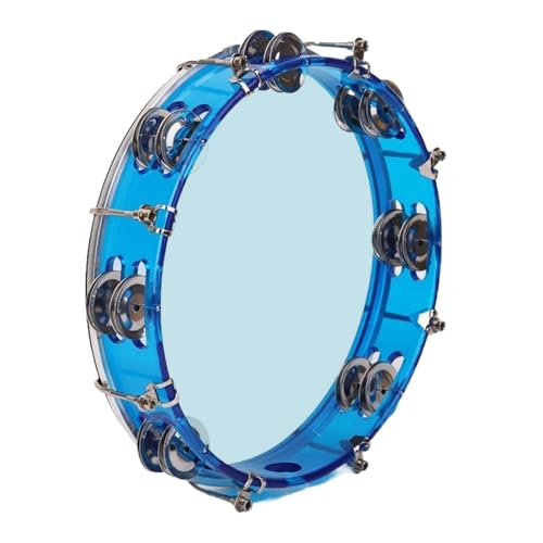 Zweireihig Handtrommel Tragbare Tamburin Kinder für Erwachsene, Anfänger Tambourin für Hochzeiten Song-Aufnahmen, Party(Blau,28cm) von SQOYEI