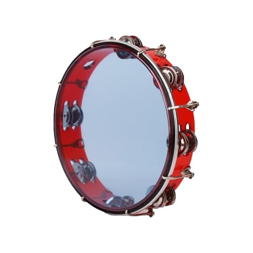 Zweireihig Handtrommel Tragbare Tamburin Kinder für Erwachsene, Anfänger Tambourin für Hochzeiten Song-Aufnahmen, Party(Rot,20cm) von SQOYEI