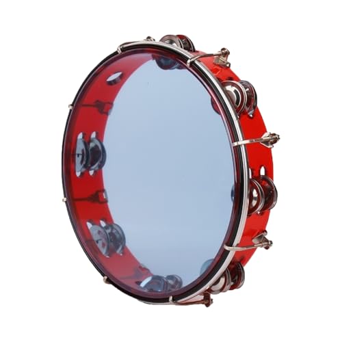 Zweireihig Handtrommel Tragbare Tamburin Kinder für Erwachsene, Anfänger Tambourin für Hochzeiten Song-Aufnahmen, Party(Rot,28cm) von SQOYEI