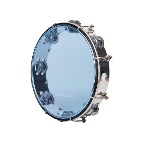 Zweireihig Handtrommel Tragbare Tamburin Kinder für Erwachsene, Anfänger Tambourin für Hochzeiten Song-Aufnahmen, Party(Silver,20cm) von SQOYEI