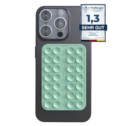 SQUIDPRO® - Silikon Saugnapf Handyhalterung, selbst-klebend, Kompatibel mit Allen gängigen iPhone- und Android Mobiltelefonen BZW. Handyhüllen, Freihändige Halterung für Selfies (Green) von SQUIDPRO