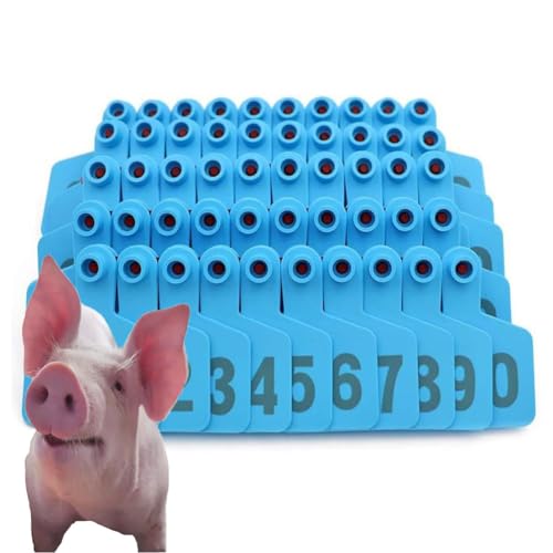 500 Ohrhörer-Etikettetikett, Tier-Ohr-Tag-Nummer 001-100/101-200/201-300/301-400/401-500, bequem für das Viehmanagement, geeignet für Ziegen, Schafe, Schweine, (rot/gelb/grün/blau/orange/pink). von SQYDFDC