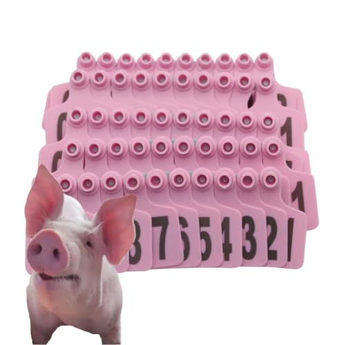 500 Ohrhörer-Etikettetikett, Tier-Ohr-Tag-Nummer 001-100/101-200/201-300/301-400/401-500, bequem für das Viehmanagement, geeignet für Ziegen, Schafe, Schweine, (rot/gelb/grün/blau/orange/pink). von SQYDFDC