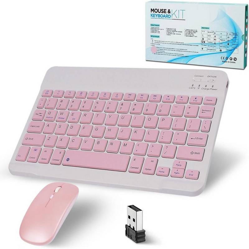 SRAYG Bluetooth Kabellos,Funk Mit 2.4GHz Tastatur- und Maus-Set, Mini Tastatur Ultra-Dünn Wireless Tastatur Maus Set für iPadMac,Laptop von SRAYG