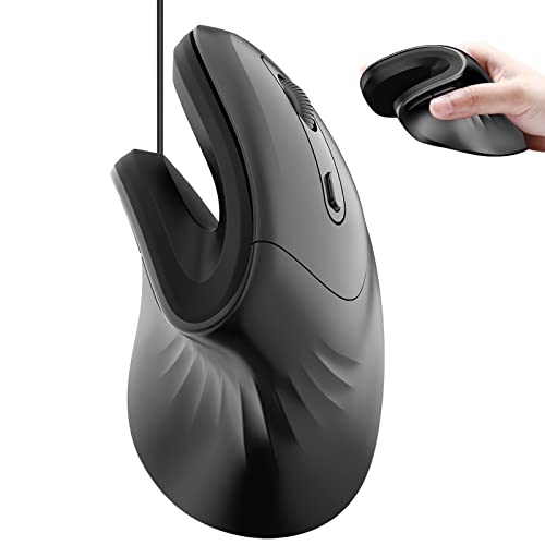 SRAYG Ergonomische Maus, Maus Kabelgebunden Wired Vertikale Maus mit USB Kabel Aufrechte Mäuse mit 800/1200/2400/3200 DPI für PC/Laptop/Computer/Desktop Vorbeugung gegen Mausarm/RSI Syndrom von SRAYG