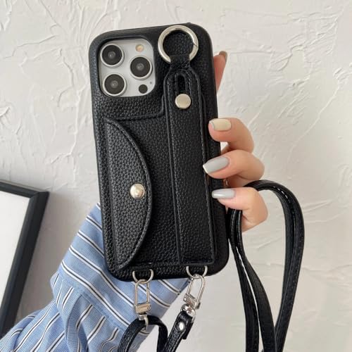 SRGDRR Leder-Handgelenkschlaufe, Umhängetasche, für iPhone 15, 14, 13, 12, 11 Pro Max, 15, 14 Plus, XS Max, XR, Kartenhalter, Brieftasche, Lanyard, Schutzhülle, Schwarz, für iPhone 15 Pro Max SRGDRR Leder-Handgelenkschlaufe, Umhängetasche, für iPhone 15, 14, 13, 12, 11 Pro Max, 15, 14 Plus, XS Max, XR, Kartenhalter, Brieftasche, Lanyard, Schutzhülle, Schwarz, für iPhone 15 Pro Max von SRGDRR