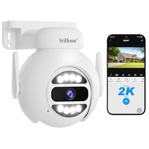 SRIHOME 4 MP Dual-Band WiFi-Netzwerk, PTZ-Überwachungskamera, Bewegungsverfolgung, Nachtsicht, IP66 wasserdicht, 2-Wege-Audio, Schutz des privaten Lebens, Verwendung im Innen- und Außenbereich SRIHOME 4 MP Dual-Band WiFi-Netzwerk, PTZ-Überwachungskamera, Bewegungsverfolgung, Nachtsicht, IP66 wasserdicht, 2-Wege-Audio, Schutz des privaten Lebens, Verwendung im Innen- und Außenbereich von SRIHOME