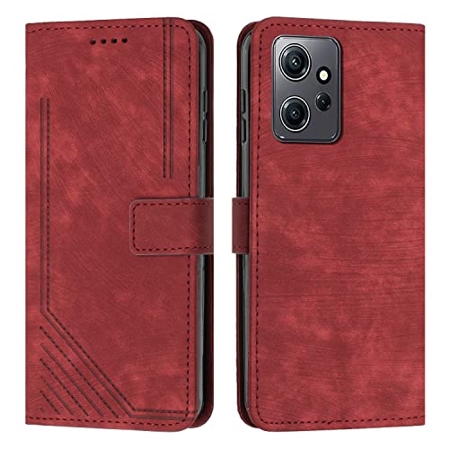 SRISHP Handyhülle für Xiaomi Redmi Note 12 4G Hülle, Premium PU Lederhülle Klappbar Flip Magnet Kartenfach Schutzhülle für Redmi Note 12 4G, Rot von SRISHP