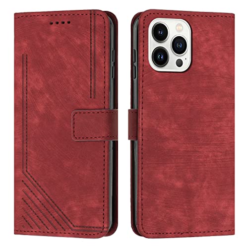 SRISHP Handyhülle für iPhone 12 / iPhone 12 Pro Hülle, Premium PU Lederhülle Klappbar Flip Magnet Kartenfach Schutzhülle für iPhone 12 / iPhone 12 Pro, Rot von SRISHP