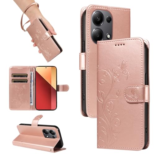 SRISHP Hülle für Redmi Note 13 Pro 4G Hülle, Premium PU Leder Handyhülle mit Band, Magnet Flip Case für Redmi Note 13 Pro 4G, Rosé Gold von SRISHP