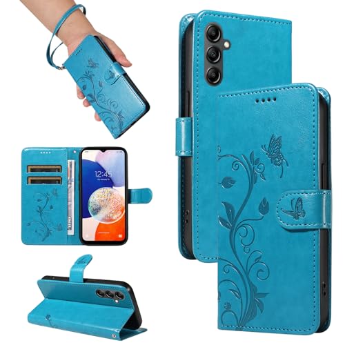 SRISHP Hülle für Samsung Galaxy A34 5G Hülle, Premium PU Leder Handyhülle mit Band, Magnet Flip Case für Galaxy A34 5G, Blau von SRISHP
