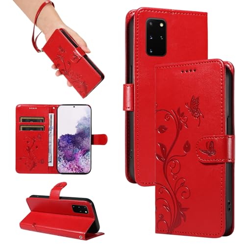 SRISHP Hülle für Samsung Galaxy S20 Plus Hülle, Premium PU Leder Handyhülle mit Band, Magnet Flip Case für Galaxy S20 Plus, Rot von SRISHP