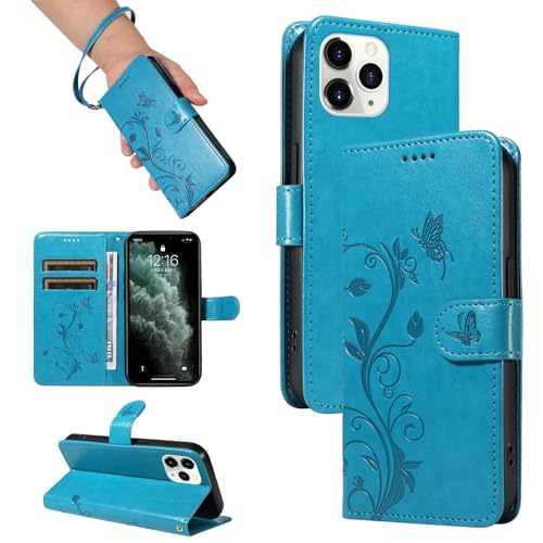 SRISHP Hülle für iPhone 11 Pro Hülle, Premium PU Leder Handyhülle mit Band, Magnet Flip Case für iPhone 11 Pro, Blau von SRISHP