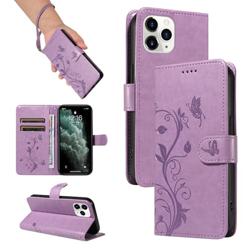 SRISHP Hülle für iPhone 11 Pro Hülle, Premium PU Leder Handyhülle mit Band, Magnet Flip Case für iPhone 11 Pro, Violett von SRISHP