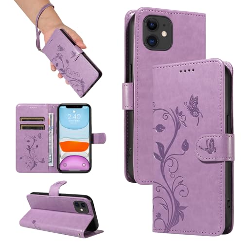 SRISHP Hülle für iPhone 12 Mini Hülle, Premium PU Leder Handyhülle mit Band, Magnet Flip Case für iPhone 12 Mini, Violett von SRISHP