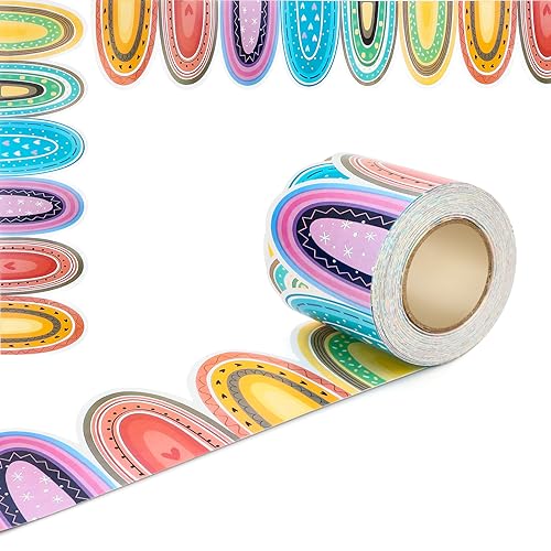 Bulletin Board Borders Pinnwand Bordüre, Jakobsmuschel Boho-Stil Bunte Gestanzte Grenze Trim Scalloped Klassenzimmer Grenzen Dekor für Kreidetafel Büro Nach Hause Dekorationen (20 m x 7.6 cm) von SRIZIAN