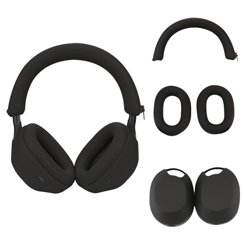 Silikonhülle für Sony WH-1000XM5,Sony xm5 Kopfhörer Schutzhülle,Ohrmuscheln für Sony xm5,WH-1000XM5 Zubehör Soft Silikon Skin Protector-Schwarz von SRIZIAN